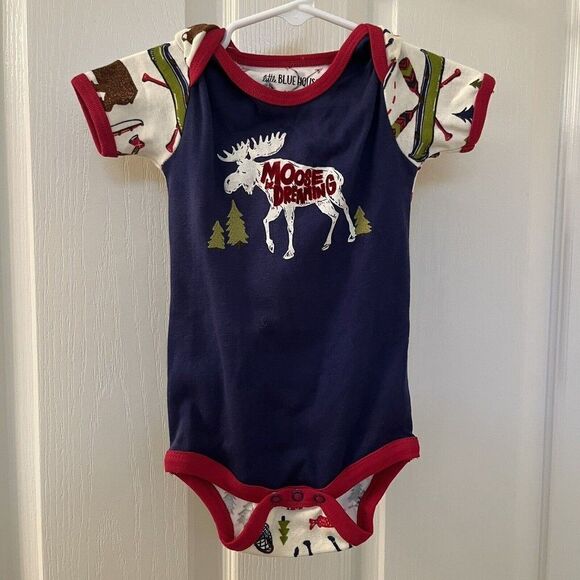 Little Blue House Sketch Country Baby Bodysuit with Hat Set Size 6-12 Months NWT - Picture 2 of 13